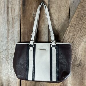 DANA BUCHANAN Women's Faux Pebbles Leather Shoulder Bag-Bone,Brown &Black